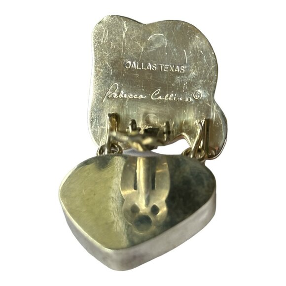 Rebecca Collins Rare Carved Quartz Pinky Peach  Sterling Silver Ea… - Picture 2 of 5